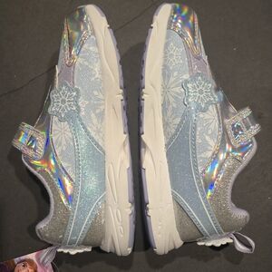 Disney Silver Sneakers with Holographic Finish, Girls Size 12.